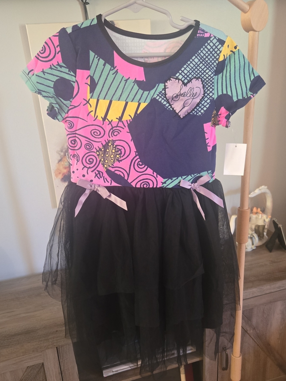 Disney The Nightmare Before Christmad Neon Patchwork Top with Black Tulle Skirt
